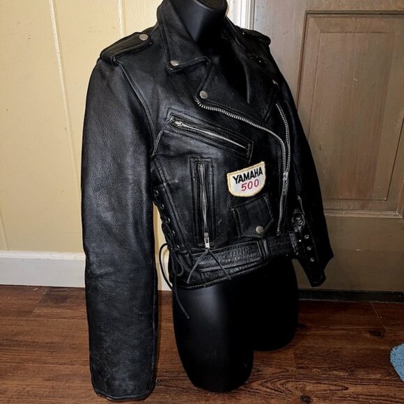 A-1 Genuine Leather Vintage Motorcycle Jacket with Patches - Picture 6 of 16